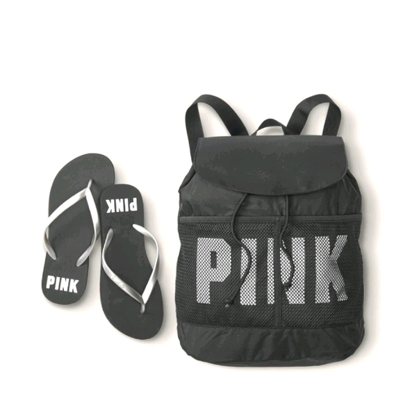 PINK Victoria's Secret Shoes - 💞PINK VS Drawsting Backpack & Flip Flops